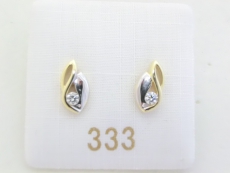 Ohrstecker poliert bicolor mit Zirkonia 333/- Gold