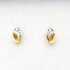 Ohrstecker oval bicolor matt poliert mit Zirkonia 333/-Gold