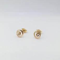 Ohrstecker Kreisel mit Zirkonia, 333/- Gelbgold