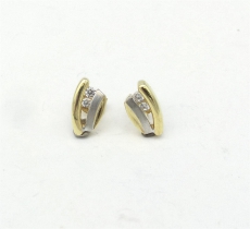 Ohrstecker bicolor 2Zirkonia, 333/- Weißgold,Gelbgold